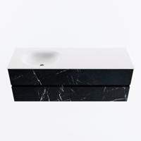 MONDIAZ VICA 140cm badmeubel onderkast Marquina 4 lades. Wastafel MOON links zonder kraangat, kleur Talc. - thumbnail