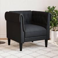 Fauteuil Chesterfield-stijl stof zwart - thumbnail