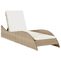 Ligbed met kussen 60x205x73 cm poly rattan beige - thumbnail