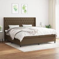 Boxspring met matras stof donkerbruin 200x200 cm - thumbnail