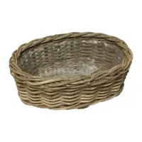Plantenmand Ovaal Rotan Antiek Grijs 44cm - thumbnail