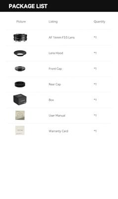 TTARTISAN AF 14mm F/3.5 for Sony E Black