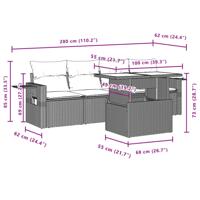 5-delige Loungeset met kussens poly rattan bruin - thumbnail
