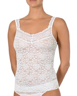Dames hemd kant - Millefleurs - Luxe kanten onderhemd voor vrouwen - Singlet lingerie top - 38 - Wit - 38 - 38 - 38