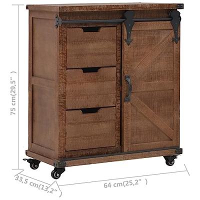 VidaXL Opbergkast 64x33,5x75 cm massief vurenhout bruin