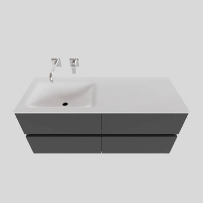 Badkamermeubel Solid Surface AQS Oslo 120x46 cm Links Mat Antraciet 4 Laden Boss & Wessing