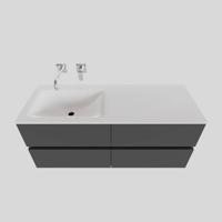 Badkamermeubel Solid Surface AQS Oslo 120x46 cm Links Mat Antraciet 4 Laden Boss & Wessing - thumbnail