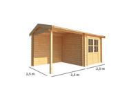 Blokhut, tuinhuisje met overkapping Fenna-Danique 500 cm bij 250 cm diep zadeldak 1 Warentuin Collection - Warentuin collection - thumbnail