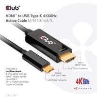 CLUB3D HDMI to USB Type-C 4K60Hz Active Cable M/M 1.8m/6 ft - thumbnail