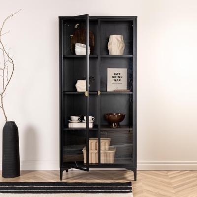 Nohr Vitrinekast 'Danyella' 190 x 90cm, kleur zwart Nohr Vitrinekast 'Danyella' 190 x 90cm, kleur zwart