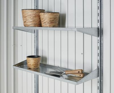 Biohort metalen tuinhuis Panorama Gr. P5 met standaard deur 257x318 cm donkergrijs metallic- Zadeldak- Staal- Biohort