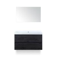 Maxx XL Badmeubelset 100 cm - Black Oak - Wastafel Just Zonder kraangat - met Spiegel - thumbnail