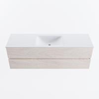 MONDIAZ VICA 150cm badmeubel onderkast Underlayment 2 lades. Wastafel CLOUD midden zonder kraangat, kleur Talc. - thumbnail