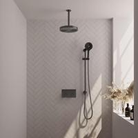 BRAUER Stripe Thermostatische Inbouw Regendouche - drukknoppen - 25cm douchekop - plafondarm - 3-standen handdouche - doucheslang - geïntegreerde glijstang - gunmetal geborsteld PVD 5-GM-435 - thumbnail