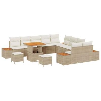 Tuinbankenset 13 pcs Beige poly rattan