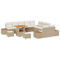 Tuinbankenset 13 pcs Beige poly rattan - thumbnail