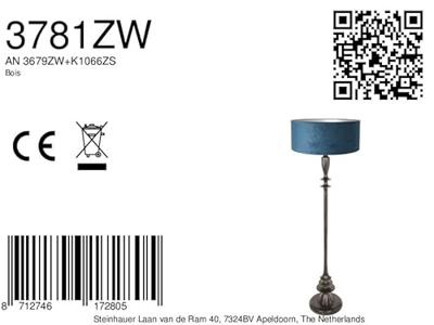 Steinhauer VloerlampBois met blauwe kap - 3781ZW