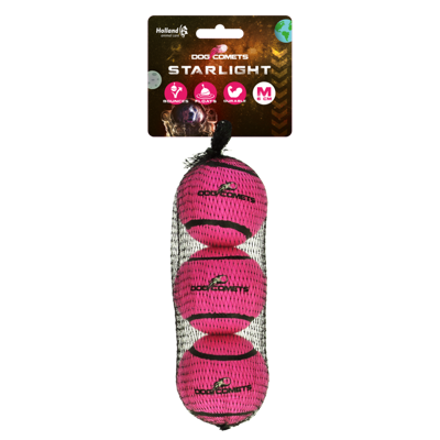 Dog Comets Tennisbal Starlight M Roze (3-pack)