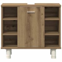 3-delige Badkamermeubelset bewerkt hout artisanaal eikenkleur - thumbnail