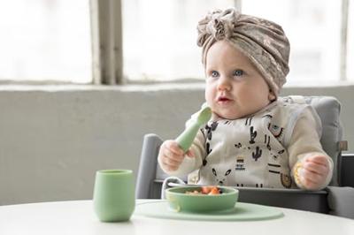 4-delige EZPZ First food-maaltijdset van siliconen blauw