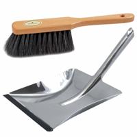 Stoffer en blik bruin/zilver van edelstaal voor binnen - Stoffer en blik - thumbnail