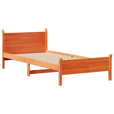 Bedframe zonder matras massief grenenhout wasbruin 140x200 cm