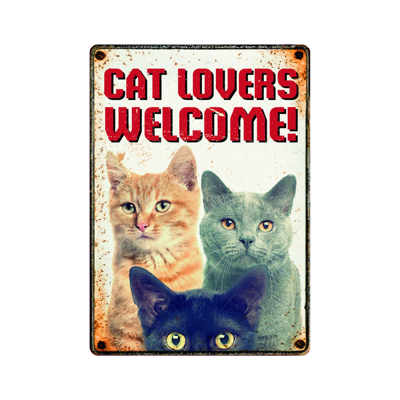 Plenty Gifts waakbord blik cat lovers welcome