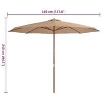 VidaXL Parasol met houten paal 350 cm taupe - thumbnail
