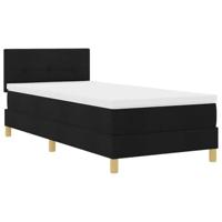 Boxspring bed met matras met hoofdeinde Zwart 90 x 200 cm Stof - thumbnail