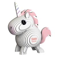 Eugy maak je eigen Unicorn junior 8 x 7,1 cm karton wit/roze - thumbnail