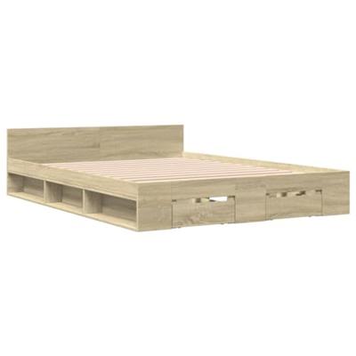 Bedframe met lades bewerkt hout sonoma eikenkleurig 120x200 cm