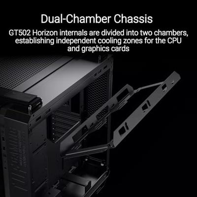 ASUS TUF Gaming GT502 Horizon ATX Mid-Tower Gaming Case (grenzeloos panoramisch ontwerp, dual-chamber, onafhankelijke CPU- en GPU-koelzones, gereedschapsvrije zijpanelen, USB 10 Gbps