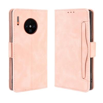 Portemonnee stijl huid voelen kalf patroon lederen draagtas voor Huawei mate 30 Pro met aparte kaartsleuf (roze)