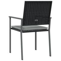 Tuinstoelen 4 st met kussens 54x62,5x89 cm poly rattan zwart - thumbnail