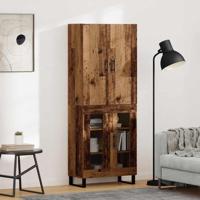 Hoge kast 2 pcs Oud Hout Geengineerd Hout en Glas - thumbnail