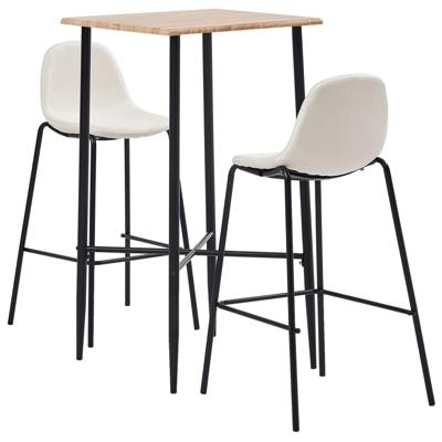 vidaXL 3-delige Barset stof crème