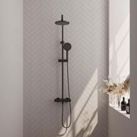 Regendouche Brauer Black Showerpipe met Thermostaat 20 cm 3 Standen Mat Zwart Brauer - thumbnail