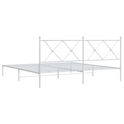 Bedframe met hoofdbord metaal wit 183x213 cm Bedframe met hoofdbord metaal wit 183x213 cm