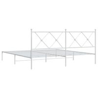 Bedframe met hoofdbord metaal wit 183x213 cm - thumbnail