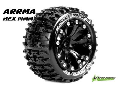 Louise ST-PIONEER Banden Set - 2.8" Velgen Zwart - Hex 14mm (electro 4WD: FR/RR)