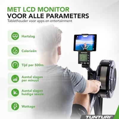 Tunturi Fitrow 80i l Zwart l Roeitrainer