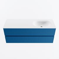 MONDIAZ VICA 130cm badmeubel onderkast Jeans 2 lades. Wastafel MOON rechts zonder kraangat, kleur Talc. - thumbnail