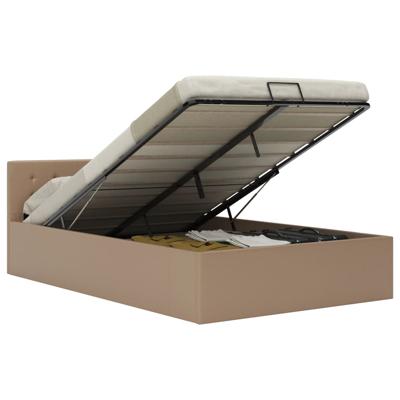 Bedframe met opslag hydraulisch kunstleer cappuccino 140x200 cm
