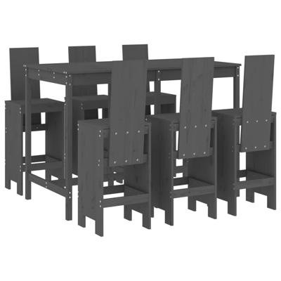 7-delige Tuinbarset massief grenenhout grijs - thumbnail