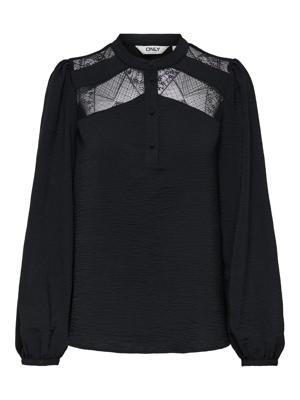 Only Onlyohanna Life Fr L/s Lace Top Wvn Cs T-shirt Lange Mouw Black