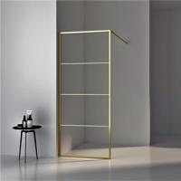 Aqua Splash AQS Inloopdouche Frame 8 mm NANO Glas Geborsteld Messing Goud - 90x200 cm - thumbnail