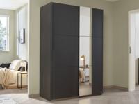 Kledingkast SLIDO 2 schuifdeuren 131 cm metaalgrijs met spiegel - thumbnail