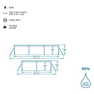 Bestway Zwembad rechthoek steel pro L300 x B201 x H66cm - thumbnail