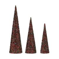 Decoratie Kegels Kerstmis Pailletten 3 Onderdelen Blauw Fuchsia - thumbnail