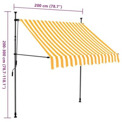 VidaXL Luifel handmatig uitschuifbaar met led 200 cm wit en oranje